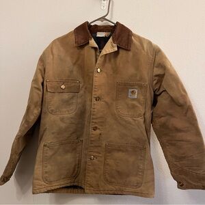 Vintage Carhartt Brown Original Style Chore Coat Distressed and Fully Broken In